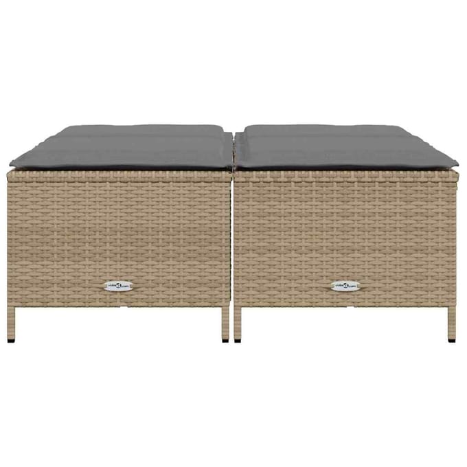 vidaXL - Tuinkrukken - met - kussens - 4 - st - poly - rattan - beige