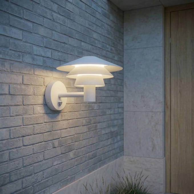Lucande LED buiten wandlamp Montaro, wit, IP54, sensor
