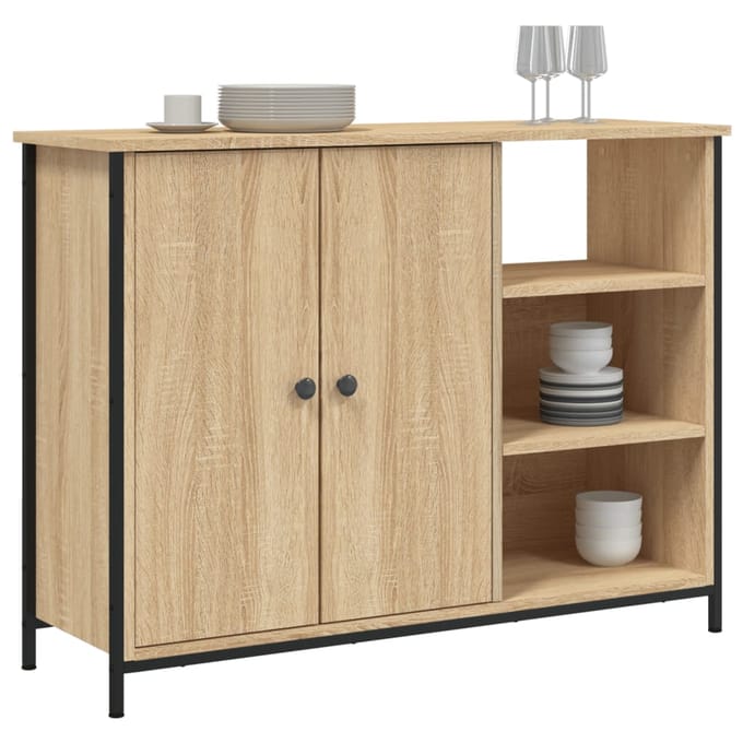 vidaXL - Dressoir - 100x33x75 - cm - bewerkt - hout - sonoma - eikenkleurig