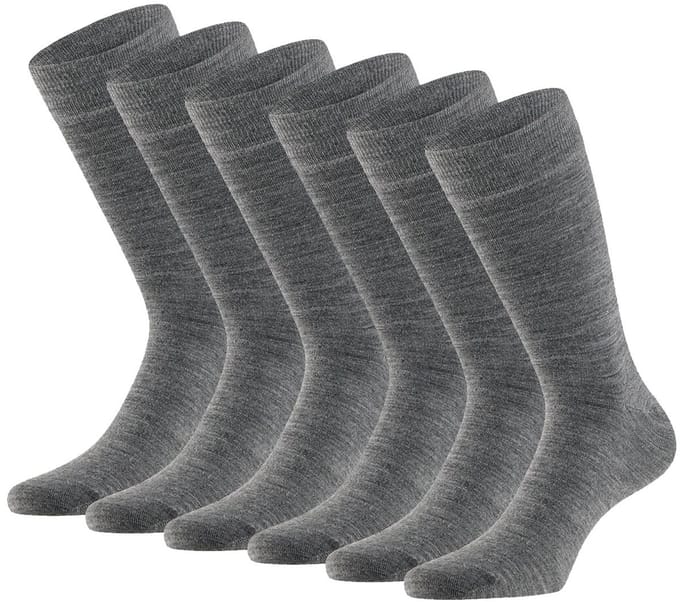Apollo Merinowollen Sokken -6 paar - Medium Grey Melange - Dames & Heren Sokken - Maat 35/38