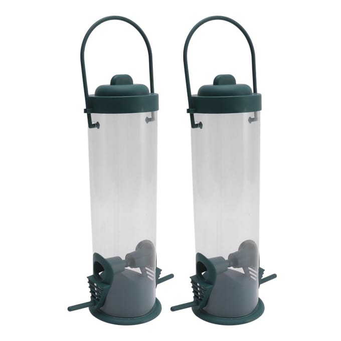 2 Set Vogel Buis Voeder Plastic Transparant Hangend Vinken Voeder Tuindecoratie met 2 Ventilatiegaten 2 white