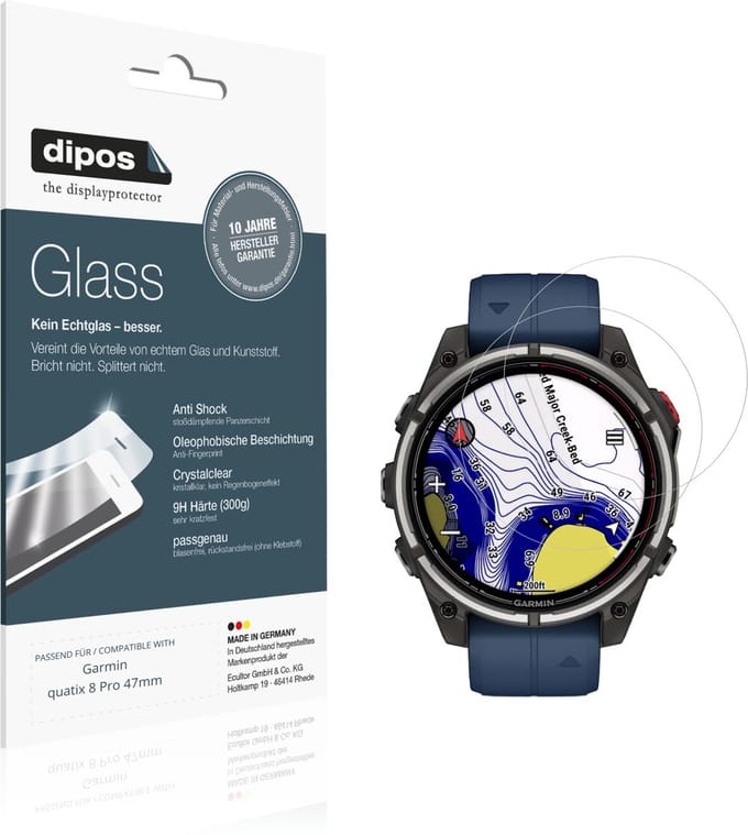 dipos – 2x Pantserfolie geschikt voor Garmin quatix 8 Pro 47mm | 9H Screenprotector