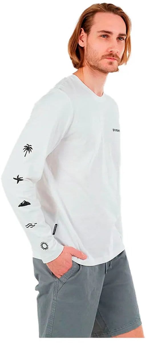 Fundango Essential Graphic T-shirt Met Lange Mouwen Wit L Man