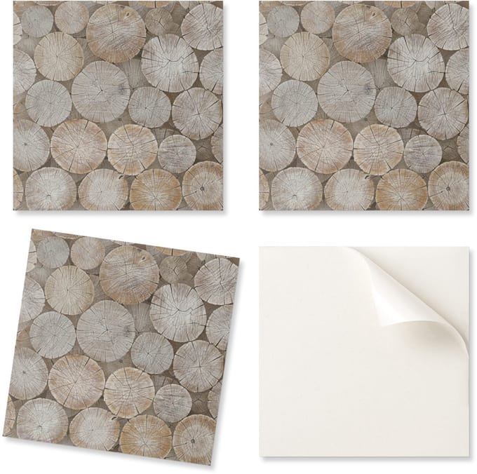 Set zelfklevende vinyltegels met houtnerfmotief, 9x30x30 cm