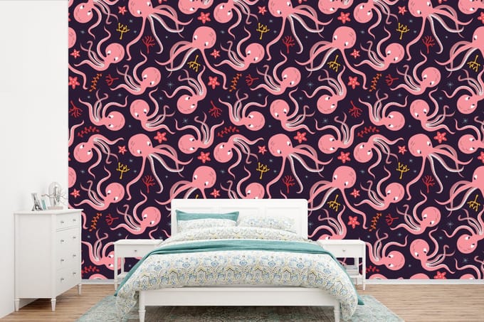 Behang - Fotobehang Octopus - Baby - Design - Breedte 330 cm x hoogte 220 cm