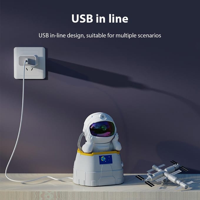 Nachtlampjes Sterrenprojector Uitgaande Astronaut Vorm Projector Sfeerlamp met Afstandsbediening BT Version gray