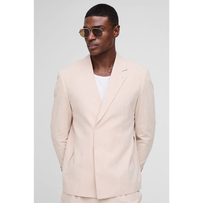Straight Fit Linnenblend Blazer | Natural | Size 42
