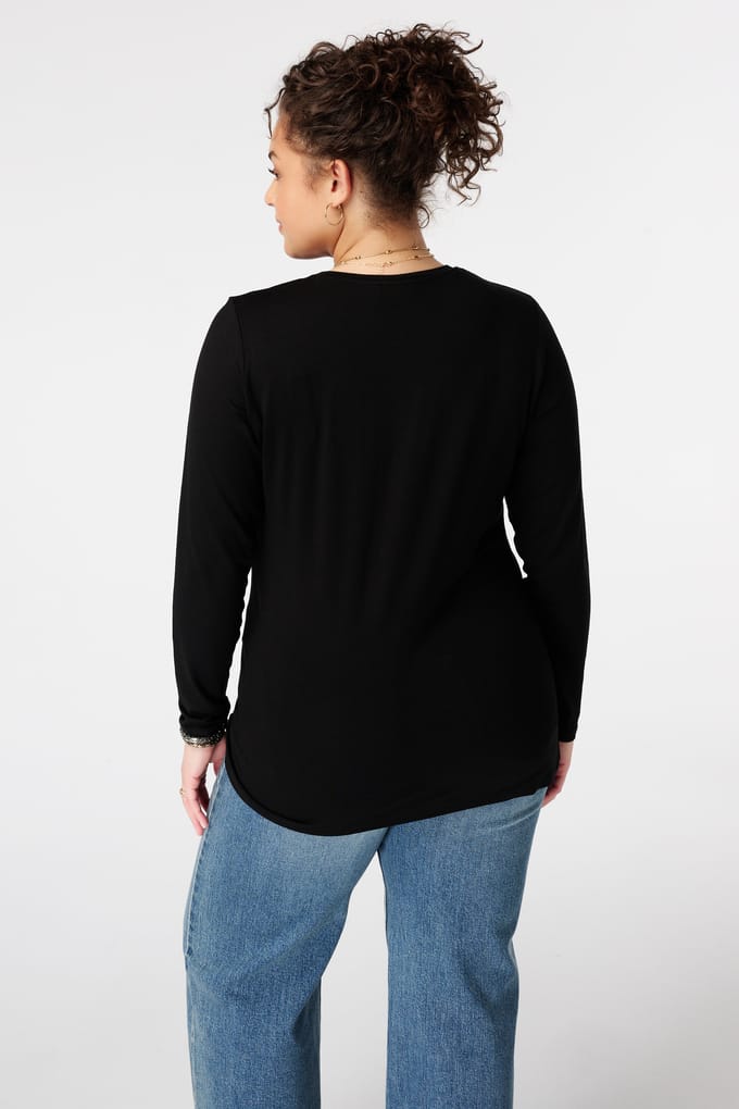 MS Mode Top Top met lange mouwen en ronde hals