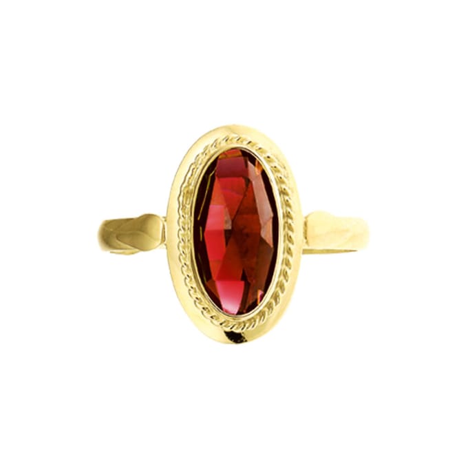 The Jewelry Collection Ring Granaat - Geelgoud