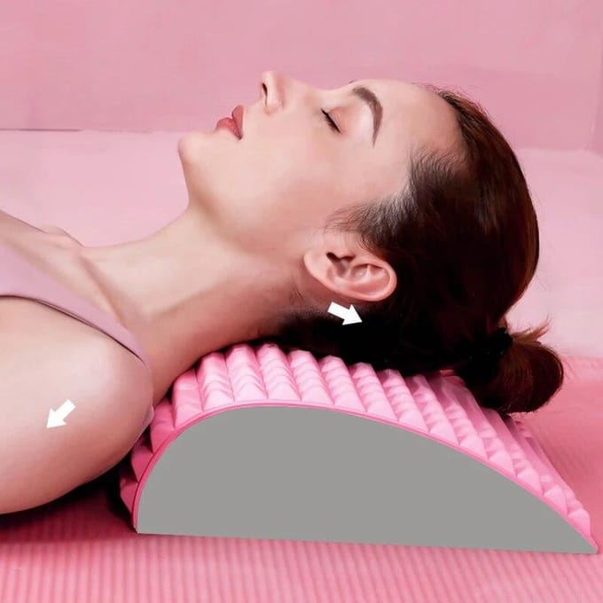 Rugstretcher Kussen Nek Lendensteun Massageapparaat Voor Nek Taille Rugmassage Ontspanning grijs