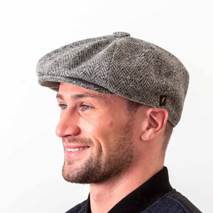 Hatman of Ireland Baker Boy / Gatsby 100% Donegal Tweed Silver Medium ( 58cm)