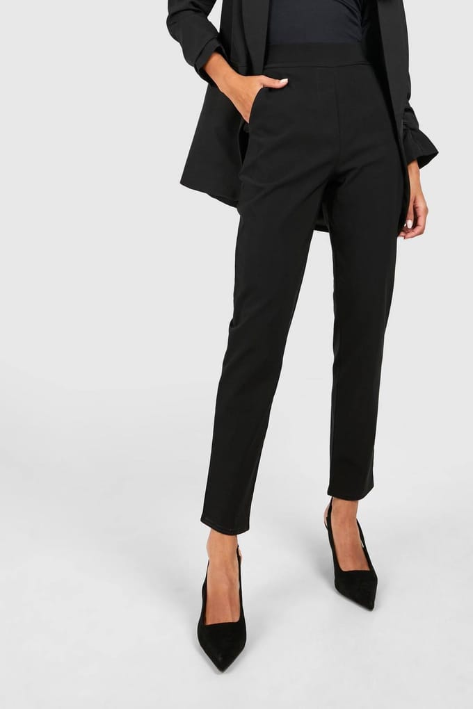 boohoo Dames Super Stretch Tapered Tailored Trouser | Zwart | Maat: 40