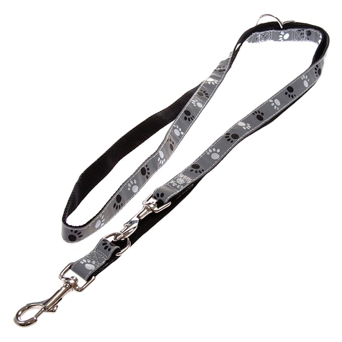 Trixie Zilver Reflect adjustable leash M-L: 2.00 m/20 mm black/silver Grijs