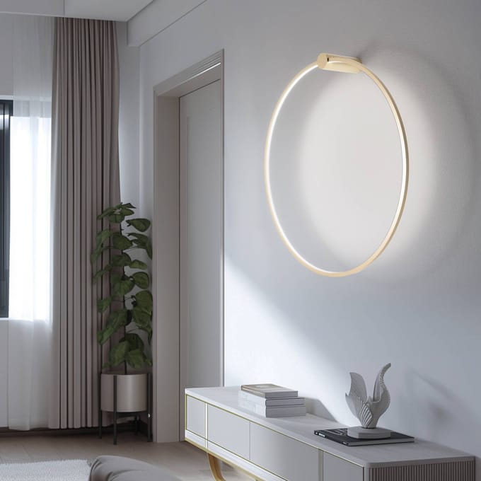 Milagro Lighting LED wandlamp Saturno, goud, Ø 80 cm, metaal, 4.000 K