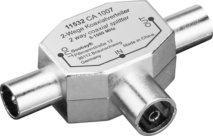 TV splitter met 2 uitgangen (metaal) / 5-1000 MHz