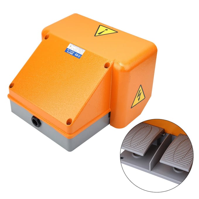 YDT118 Dubbel Voetpedaal Schakelaar met Volledig Aluminium Behuizing orange