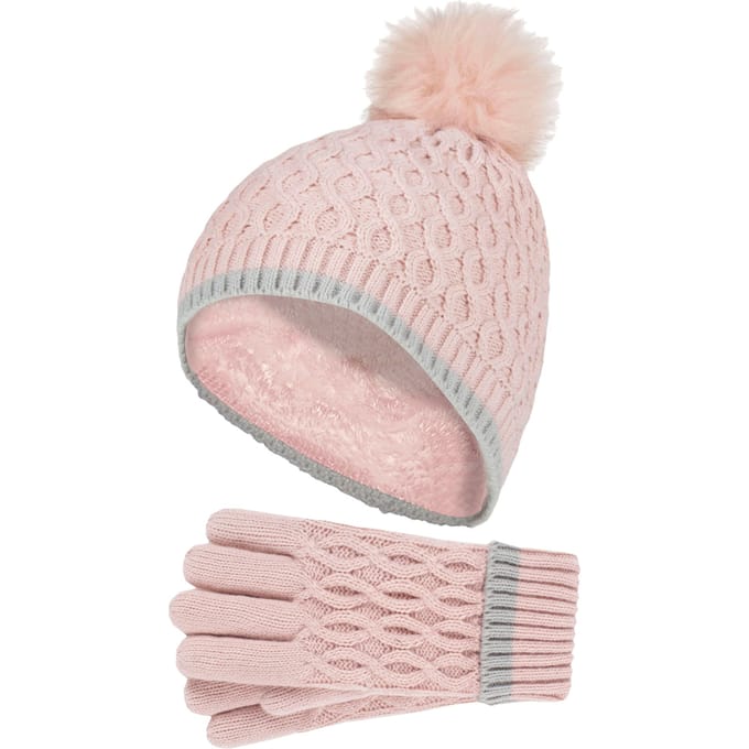 Heat Holders Meisjes Thermische Pom Pom Muts En Handschoenen - Schemerig Roze