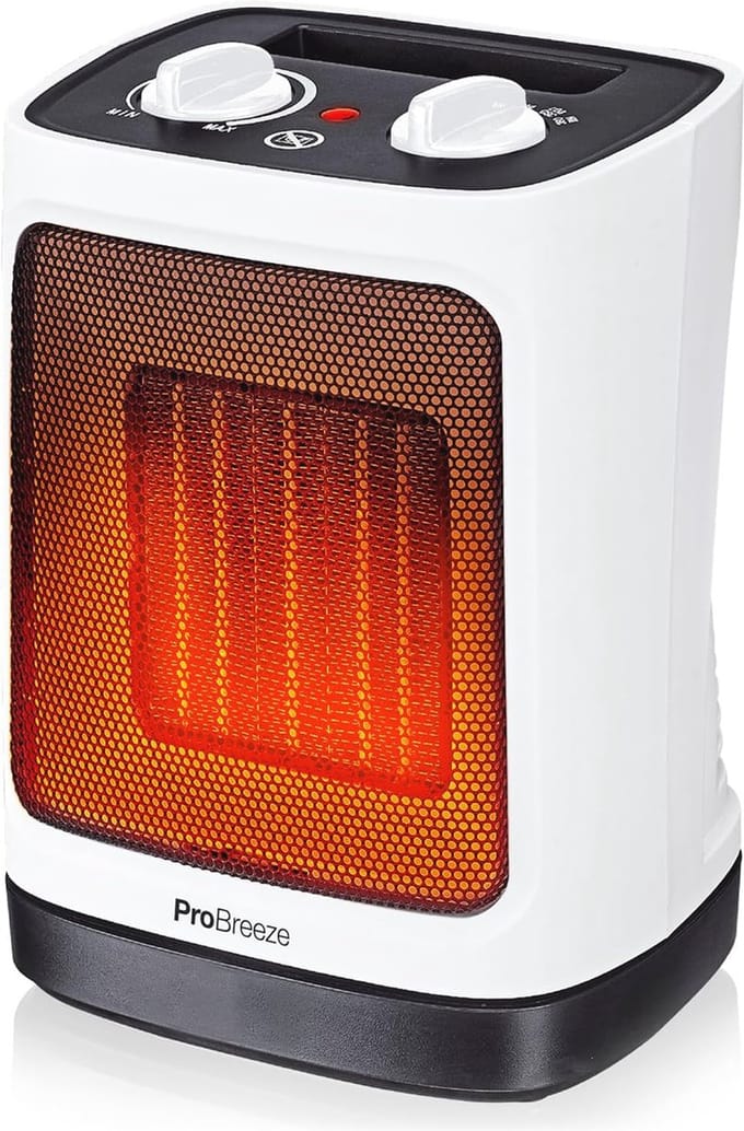 Mini Keramische Ventilatorkachel - Ruimteverwarmer met Oscillatie en 2 Warmteinstellingen (2000W)