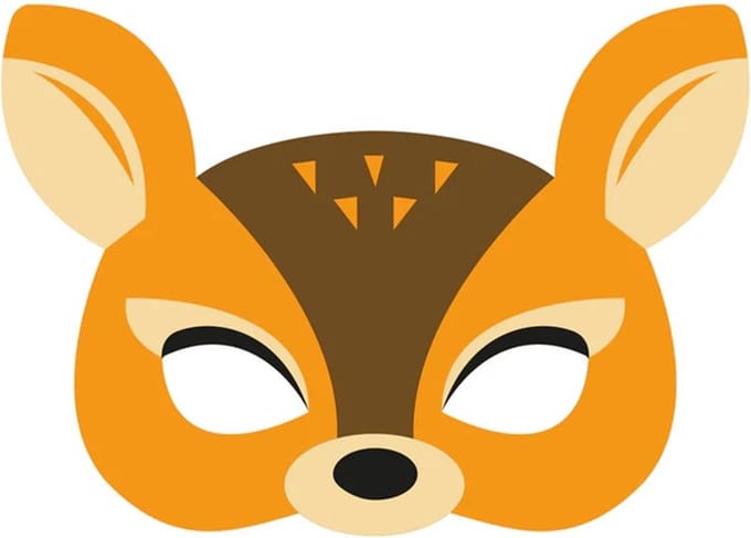 Vilten Masker Hert 19 X 16 Cm Oranje Per Stuk.