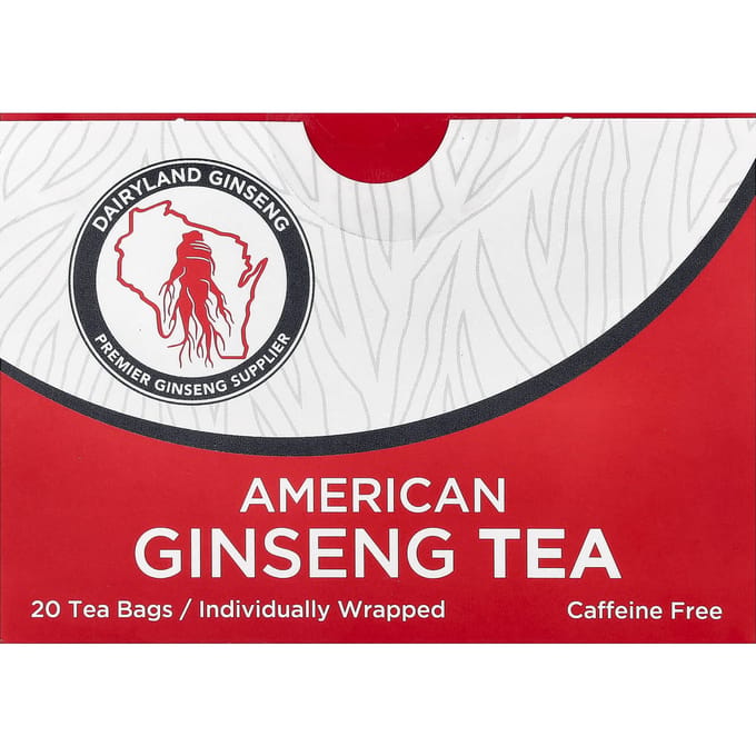 Dairyland Ginseng, Amerikaanse Ginseng Thee, Cafeïnevrij, 20 Theezakjes red