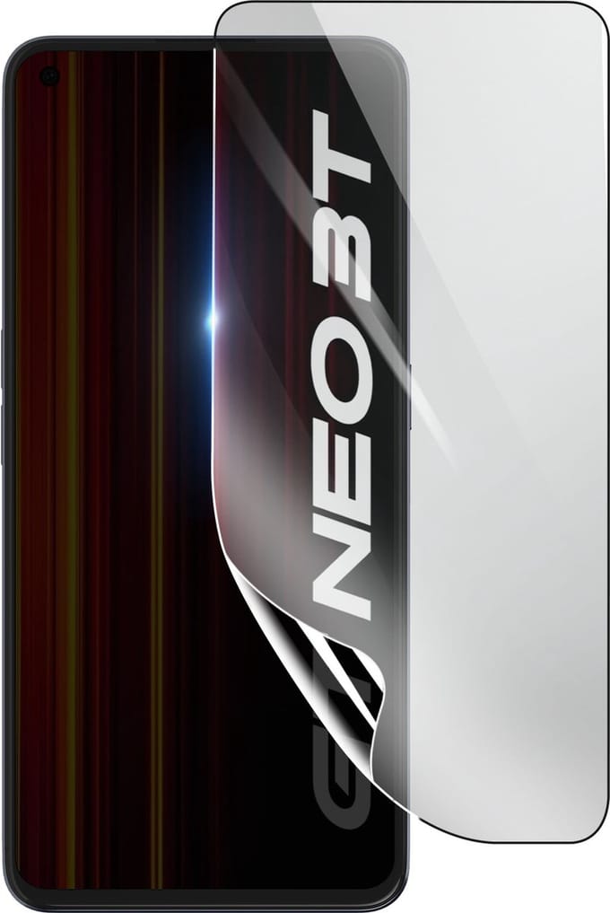 3mk, Geschikt voor Realme GT Neo 3T, Schokbestendige Hydrogel Screenprotector, Transparant