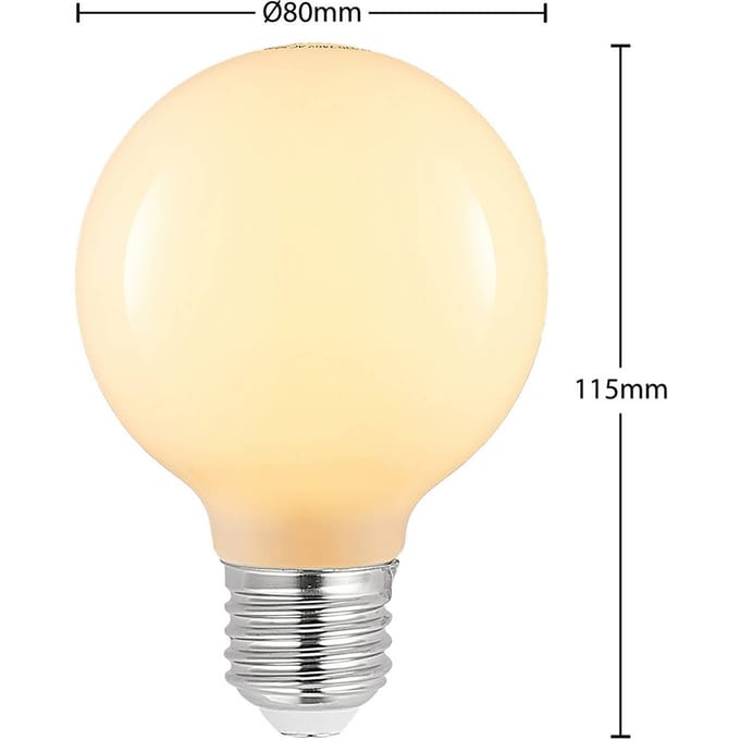 Arcchio LED lamp G80 E27, 4 W, 2.700 K, opaal, dimbaar