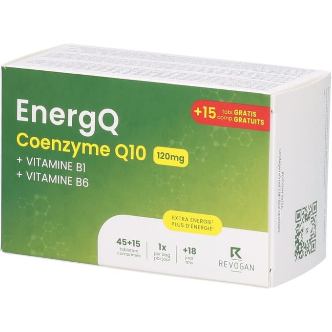ENERGQ Coenzyme Q10 120 mg + vit. B| Hart & energie | +15 GRATIS tabletten 45+15 Tabletten