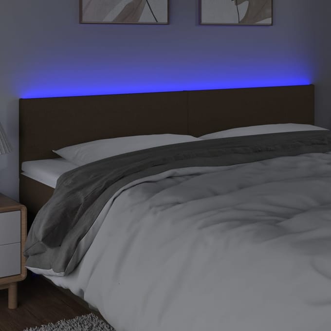vidaXL - Hoofdbord - LED - 200x5x78/88 - cm - stof - donkerbruin