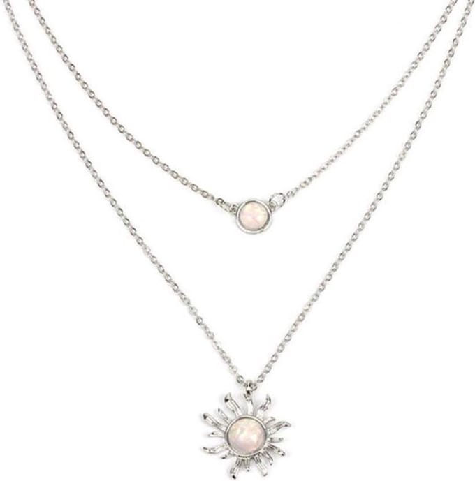 Ketting met Zon / Maan duo ketting zilverkleur.
