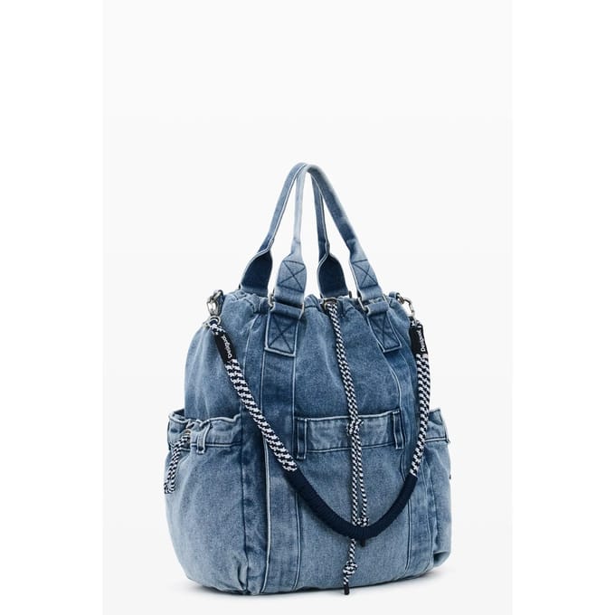 Desigual rugzak handtas Jackdenim Globe Backpack Denim Raw blauw