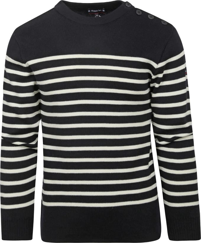 Armor-Lux Paimpol Trui Wol Strepen Navy - Maat M - Heren