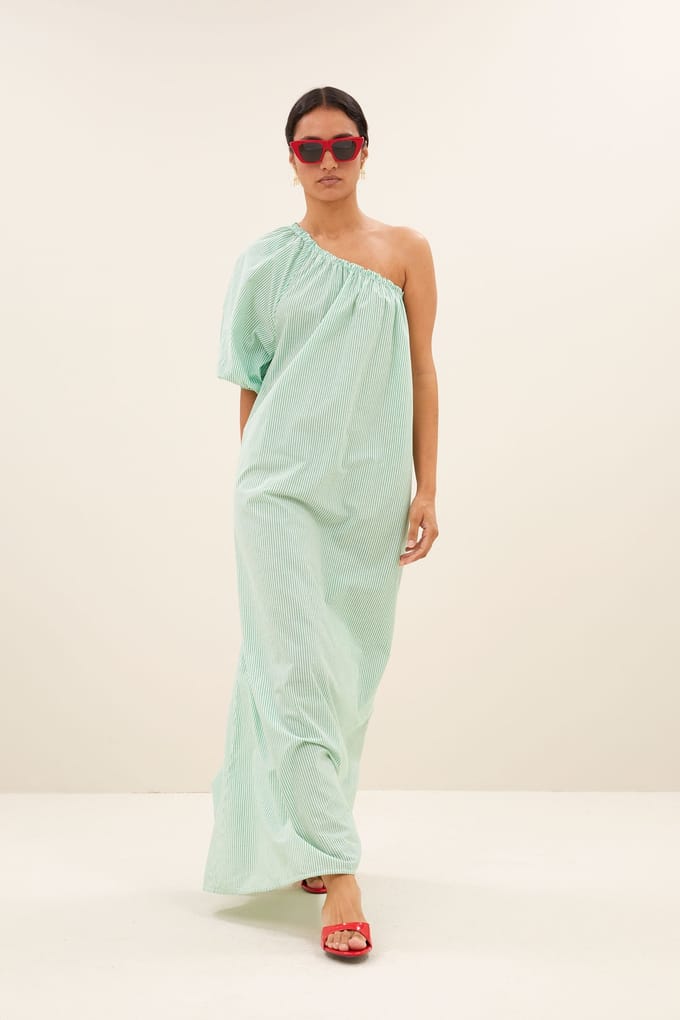 By-Bar Stella Dress Green Pin Stripe Größe: S | Maxikleider Outlet | Damen | Grün