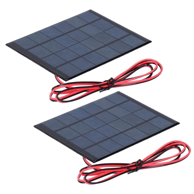Lot de 2 mini modules d'énergie solaire, panneau époxy avec câble de 100 cm, accessoires électroniques, DC 6 V 2 W gray