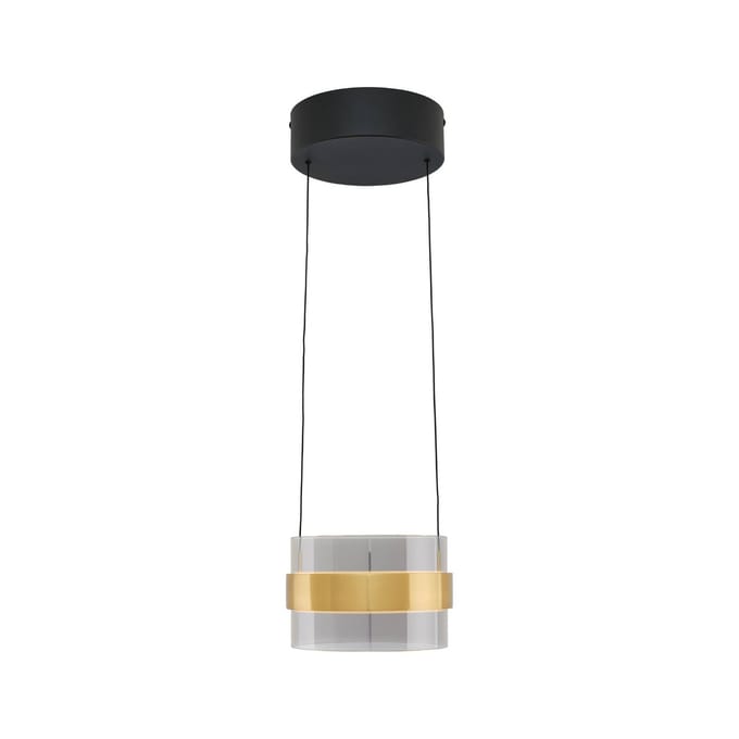 Brilliant LED hanglamp Inside, messingkleurig/rookgrijs, Ø 22 cm