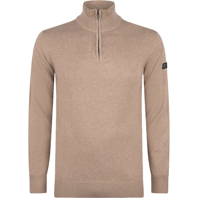 Presly & Sun Trui Lewis Zip Knitted Pullover  Beige