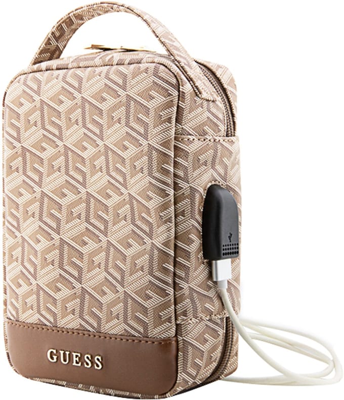 Guess 10 Inch Tablet Bag - Gcube Stripe - Brown