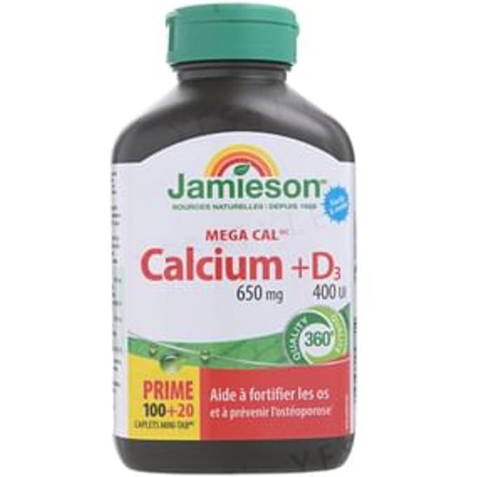Mega Cal Calcium 650mg + D3 400IU Caplet 120 caplets
