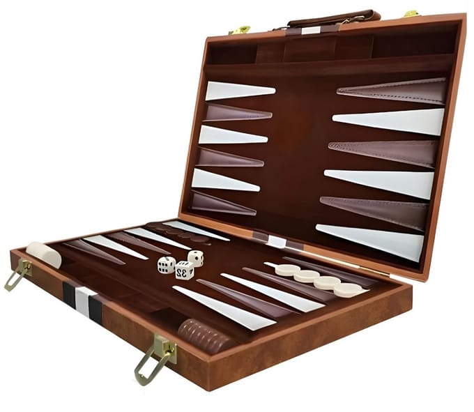 DnA® Backgammon - Backgammon Koffer - Backgammon Reiseditie - Backgammon Hout - Bruin - 29cm x 19cm x 1cm