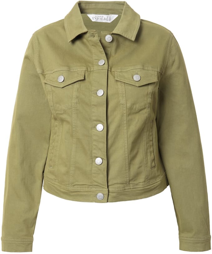 Studio Untold - Dames - Jeansjack regular shape twill 4 zakken - Moezelgroen - Maat 46+