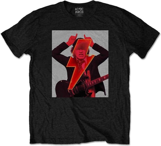 AC/DC - Angus Finger Horns Heren T-shirt - M - Zwart