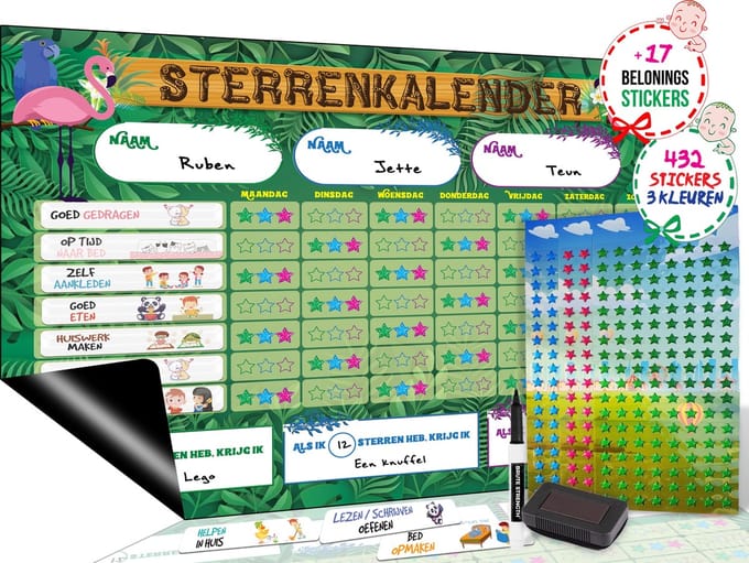 Brute Strength - Magnetisch Beloningssysteem (67) - A3 - Beloningskalender - Planborden - Weekplanner kind - Zindelijkheidstraining - Dagplanner