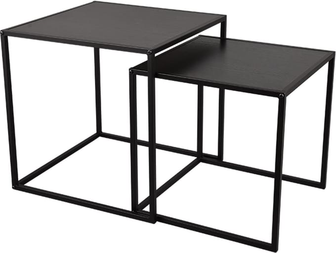 Bijzettafelset van 2 - Trio Hidde - Consoletafels - Zwart - Metaal - MDF