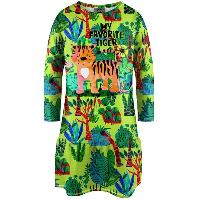 "Cartoon Tiger" Jurk met lange mouwen