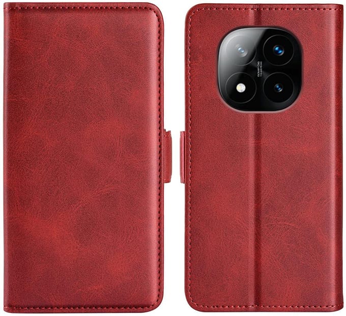 MobyDefend Hoesje - Geschikt voor Xiaomi Redmi Note 14 Pro Plus - Luxe Wallet Book Case (Sluiting Zijkant) - Rood