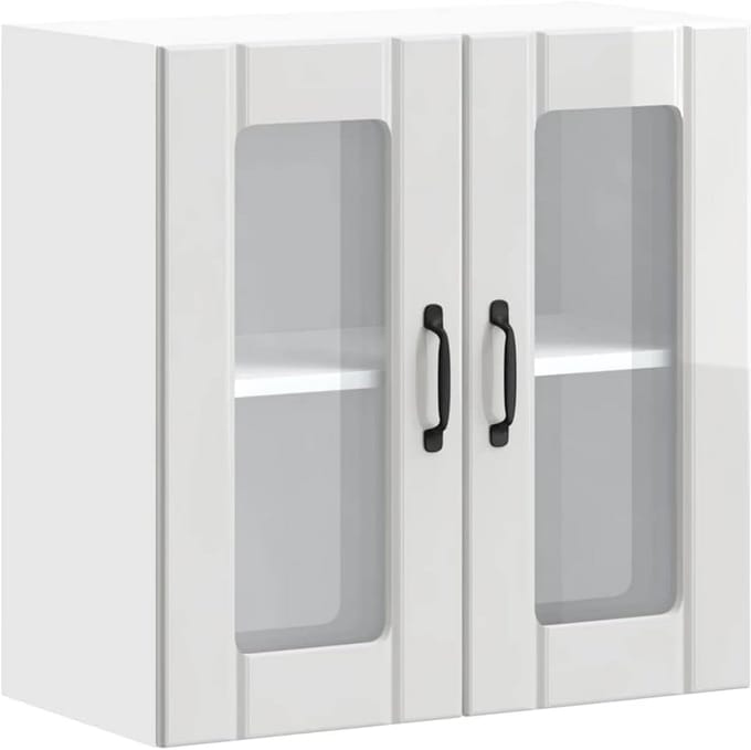 Keukenkast met glasdeur - glanzend wit