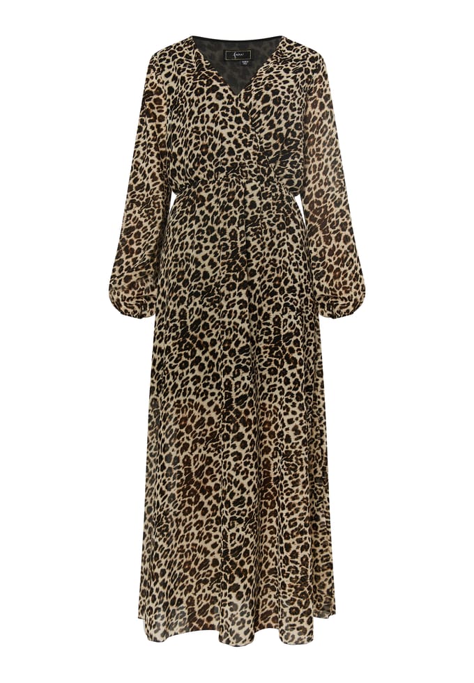 Faina Maxi-jurk met luipaardprint Dames beige leo