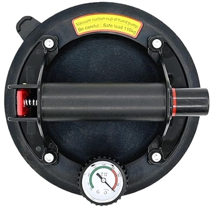 Vacuümzuignap - Handpomp Heffer - Zware Objecten Verplaatsen - Met Drukmeter - 8 Inch - Zwart