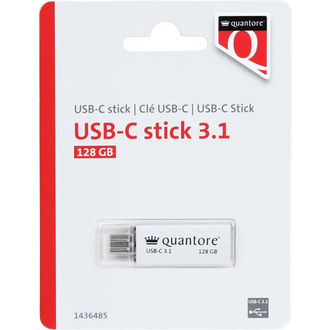 USB stick 3.1 Quantore USB-C 128GB zilver