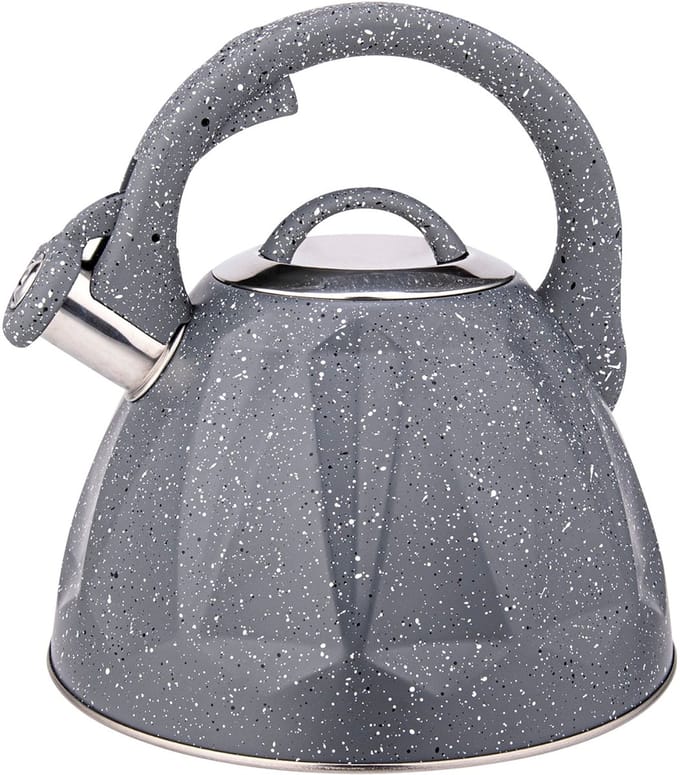 Cheffinger, Fluitketel 3L Inductie Compatibel met Marmeren Design, Grijs