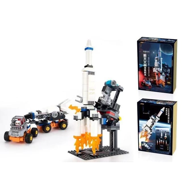 Navette Spatiale Fusée Aviation Grosse Particule Jouet d'Assemblage Éducatif pour Enfants Garçon Blocs de Construction 33.5*14*10cm